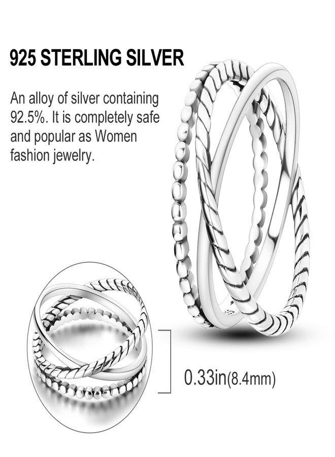 NARMO Rings for Women Entwined Line Band Ring 925 Sterling Silver Rings Size 8 - Image 4
